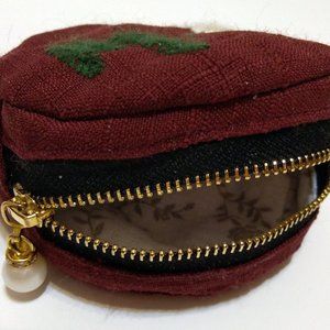 Handmade Red Small Round Pouch - Made to Order